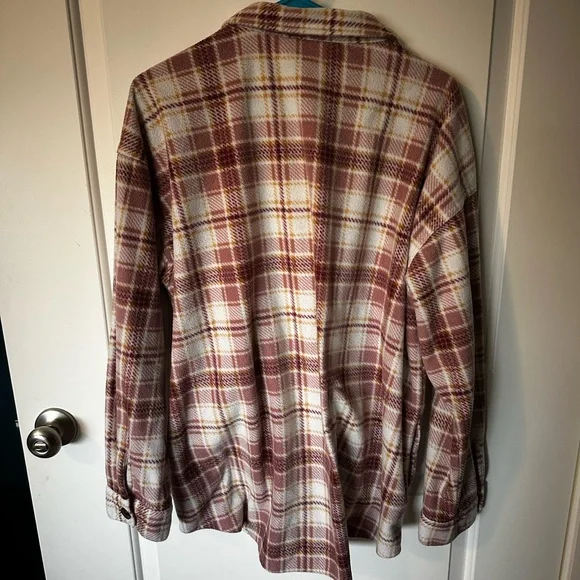 Maurices Plaid Shacket - Mauve and Cream - Picture 2 of 3